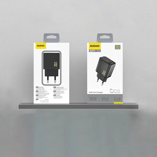 Dudao A27P 30W PD GaN USB-C fali töltő - Fekete - 3