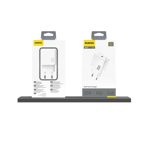 Dudao A27 25W GaN USB-C fali töltő - Fehér - 4