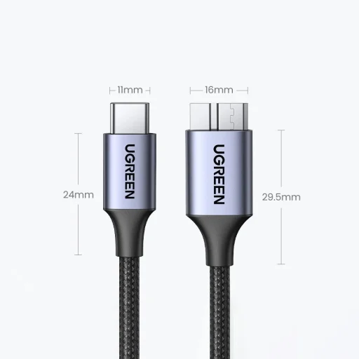 USB C / micro USB-B 3.0 kábel Ugreen US565 5Gb/s 3A 0.5m - szürke - 9
