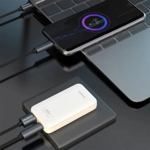 GaN Dudao A65Q 65W USB-A / USB-C PD Ultra-Vékony Fali Töltő - Fehér - 7