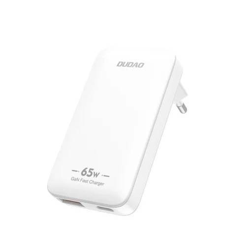 GaN Dudao A65Q 65W USB-A / USB-C PD Ultra-Vékony Fali Töltő - Fehér - 1