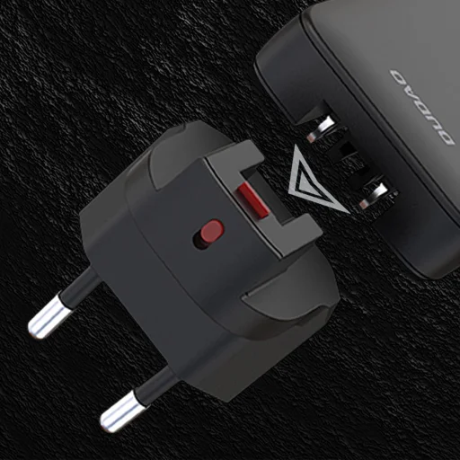 GaN Dudao A65Q 65W USB-A / USB-C PD Ultra-Vékony Fali Töltő - Fekete - 3