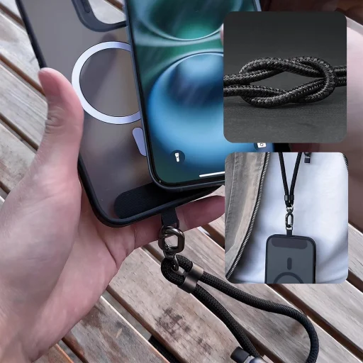 Dudao L20MAX 4 az 1-ben Kábel / Nyakpánt USB-A / USB-C / Lightning PD QC 65W 1,5m - Fekete - 5