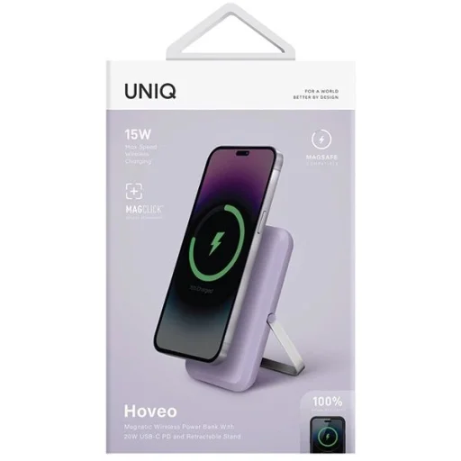 Powerbank Uniq Hoveo mágneses 5000mAh USB-C 20W PD - lila - 7