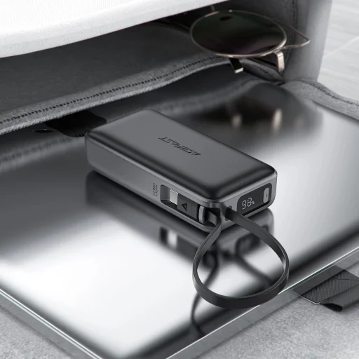 Acefast M7-10000 PD30W Powerbank beépített kábellel - Fekete - 6