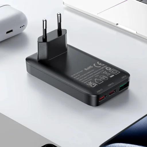 Acefast A100 65W GaN 2 USB-C + USB-A hálózati töltő Ultra Slim - Fekete - 10