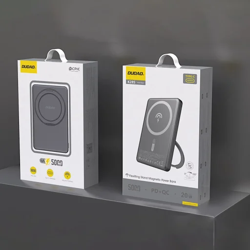 Dudao K28S 20W PD 5000mAh Powerbank MagSafe-kel és állvánnyal - Szürke - 3