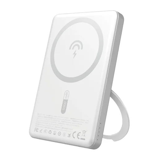 Dudao K28S 20W PD 5000mAh Powerbank MagSafe és állvánnyal - Ezüst - 1