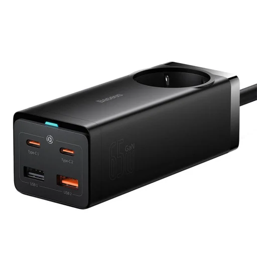 Baseus GaN3 Pro hálózati elosztó töltő 2xUSB + 2xUSB-C + AC, 65W (fekete) - 2