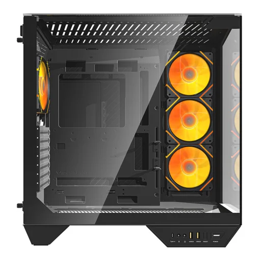 Darkflash DY470 számítógépház (fekete) + 4 ventilátor + GPU tartó - 2
