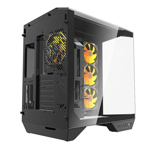 Darkflash DY470 számítógépház (fekete) + 4 ventilátor + GPU tartó - 3