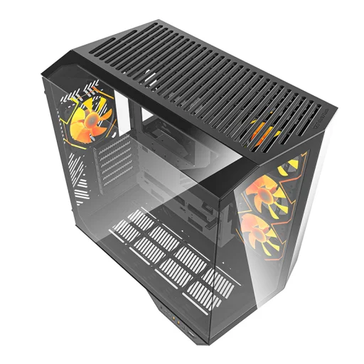 Darkflash DY470 számítógépház (fekete) + 4 ventilátor + GPU tartó - 4