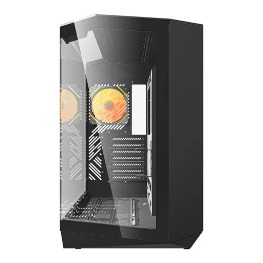 Darkflash DY470 számítógépház (fekete) + 4 ventilátor + GPU tartó - 5