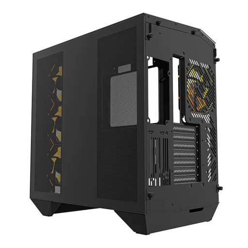 Darkflash DY470 számítógépház (fekete) + 4 ventilátor + GPU tartó - 8