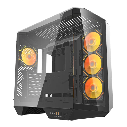 Darkflash DY470 számítógépház (fekete) + 4 ventilátor + GPU tartó - 1