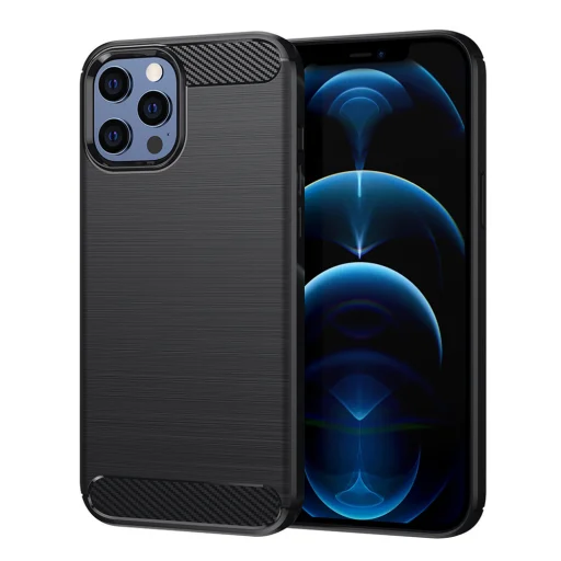  Techsuit - Karbon Szilikon - iPhone 12 Pro Max - Fekete tok - 1