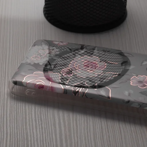  Techsuit - Márvány Sorozat - Honor Magic6 Lite - Ruth Szürke Virága tok - 2