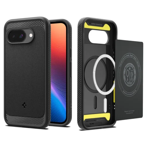  Google Pixel 9A matt fekete Spigen Rugged Armor Mag Magsafe tok - 1