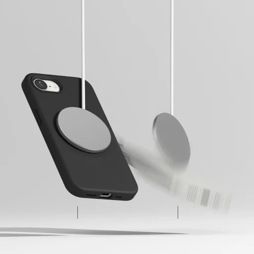  Ringke - Szilikon Mágneses MagSafe - iPhone 16e/17e  - Fekete tok - 5