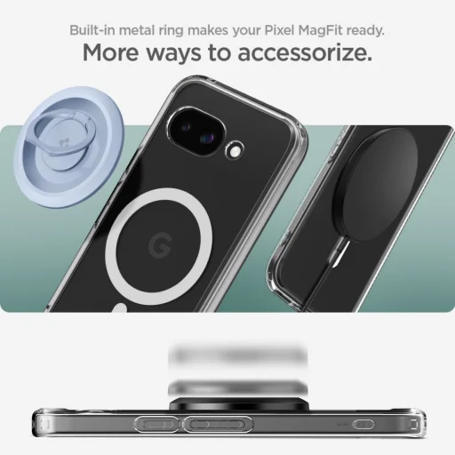 Google Pixel 9a priehľadné/biele Spigen Ultra Hybrid Mag Magsafe puzdro - 11