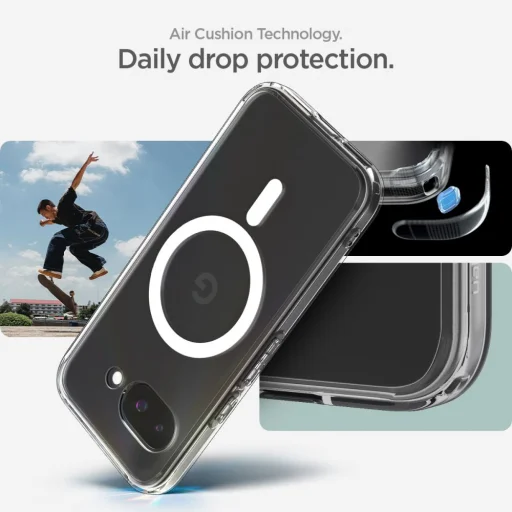 Google Pixel 9a priehľadné/biele Spigen Ultra Hybrid Mag Magsafe puzdro - 13