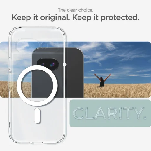 Google Pixel 9a priehľadné/biele Spigen Ultra Hybrid Mag Magsafe puzdro - 10