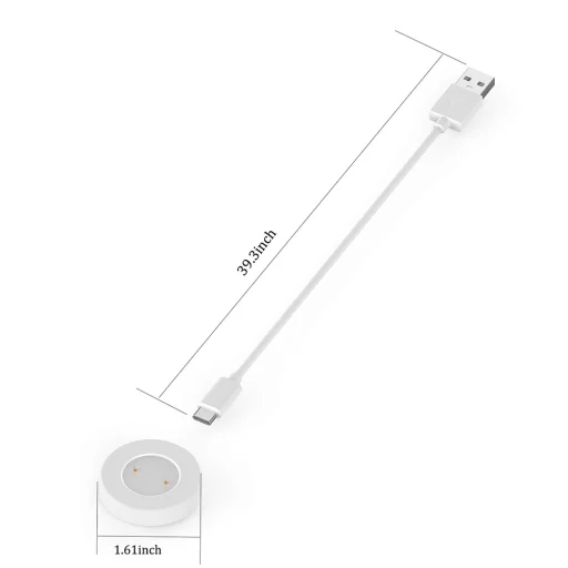 Techsuit - Okosóra Vezeték Nélküli Töltőkábel (THC3) - Honor Watch 5 / GS4 / 4 / GS3 számára, USB - Fehér - 5