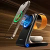 Joyroom JR-W15 Vezeték nélküli Töltő 3 az 1-ben Töltőállomás MagSafe-fel - Fekete thumbnail
