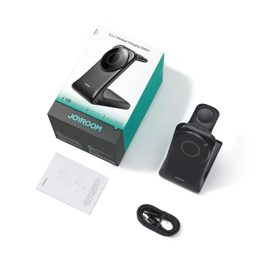 Joyroom JR-W15 Vezeték nélküli Töltő 3 az 1-ben Töltőállomás MagSafe-fel - Fekete - 3