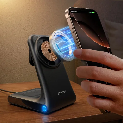 Joyroom JR-W15 Vezeték nélküli Töltő 3 az 1-ben Töltőállomás MagSafe-fel - Fekete - 10