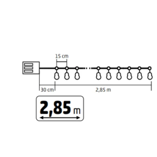 Home MLC20B LED svetelná reťaz s guľami, 20 teplých bielych LED diód, na batérie, dĺžka ~3 m, priehľadný kábel, drevo + plast - 6