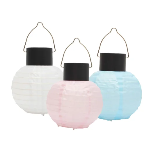 Home MX205 napelemes lampion, 3db-os szett, 1 db melegfehér LED, nylon, 30 g, gombelem, fehér vagy kék vagy rózsaszín - 2