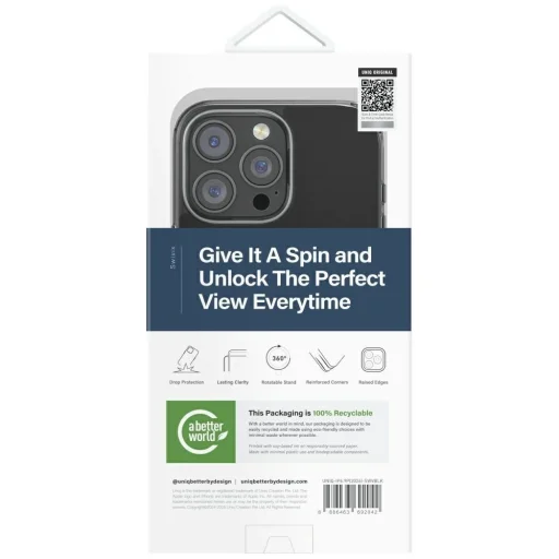 Uniq Swivix 360 Fokban Forgatható Kitámasztós Tok iPhone 16 Pro Max-hoz - Fekete - 6