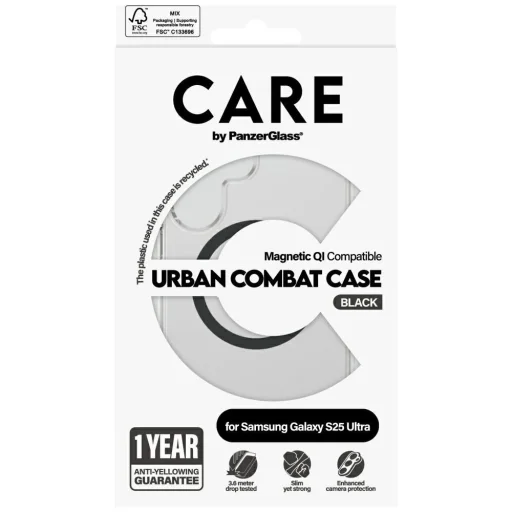 CARE by PanzerGlass Flagship Urban Combat Black QI tok Samsung Galaxy S25 Ultra - Átlátszó - 4