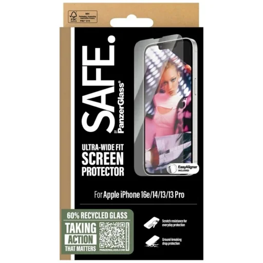 SAFE by PanzerGlass Ultra-Wide Fit edzett üveg iPhone 16e üvegfólia - Átlátszó - 4