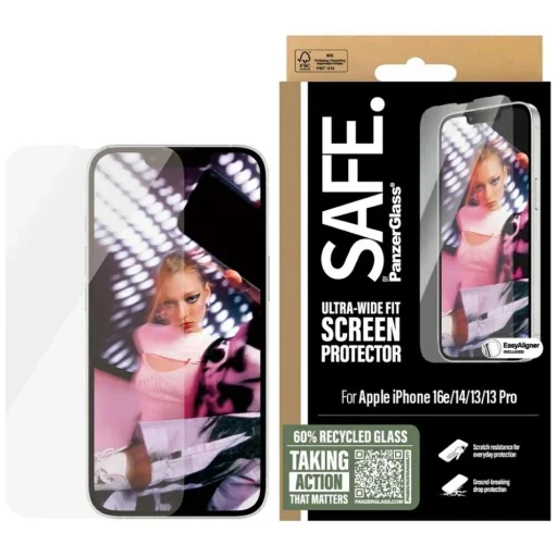 SAFE by PanzerGlass Ultra-Wide Fit edzett üveg iPhone 16e üvegfólia - Átlátszó - 1