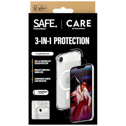 CARE by PanzerGlass Fashion 3in1 Védőcsomag Tok+Üvegfólia+Lencsevédő iPhone 16e-hez - átlátszó - 5