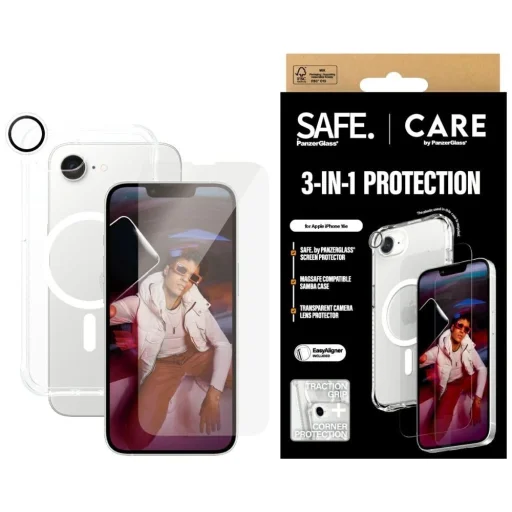 CARE by PanzerGlass Fashion 3in1 Védőcsomag Tok+Üvegfólia+Lencsevédő iPhone 16e-hez - átlátszó - 1