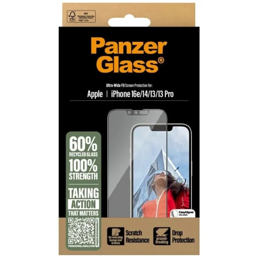 PanzerGlass Ultra-Wide Fit edzett üveg iPhone 16e - Átlátszó üvegfólia - 4
