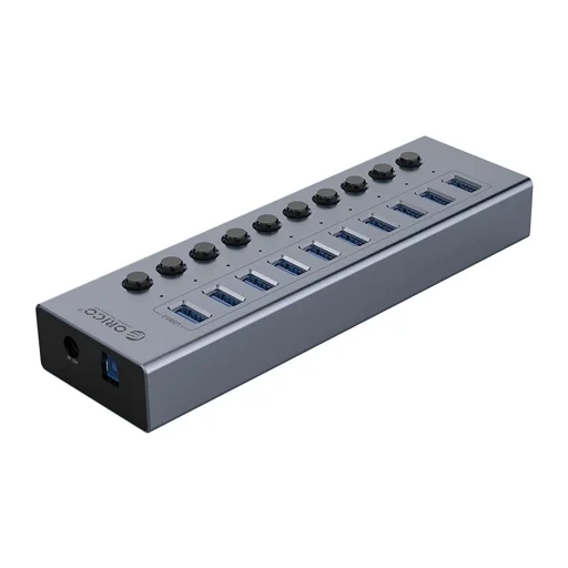Orico BT2U3-10AB Hub 10x USB-A 3.0 kapcsolókkal - szürke - 1