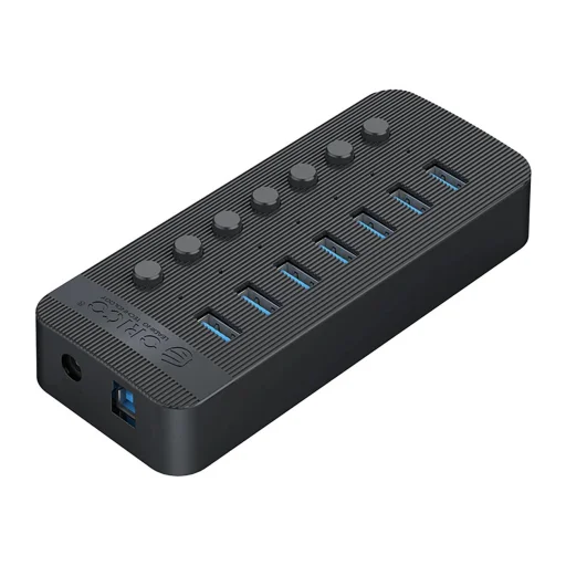 Orico CT2U3-7AB 7x USB-A 3.0 Hub kapcsolókkal - Fekete - 2