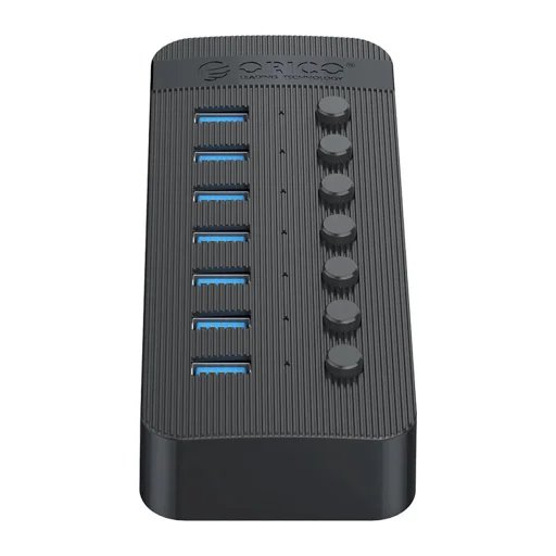 Orico CT2U3-7AB 7x USB-A 3.0 Hub kapcsolókkal - Fekete - 3