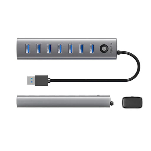 Orico CL7U-U3 hub 7x USB-A 3.0 + USB-C 5V/3A 1m - szürke - 2
