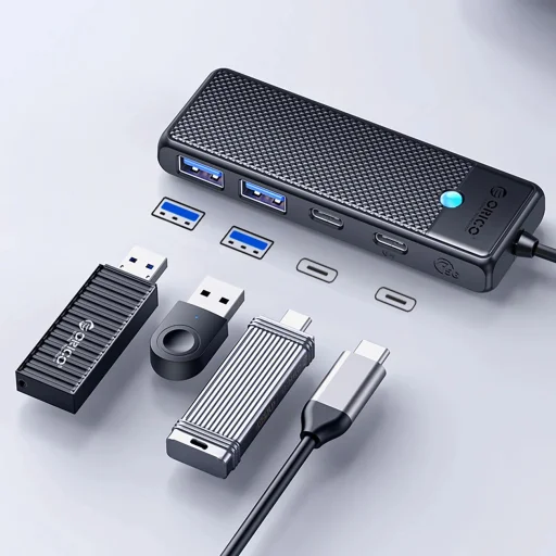 Hub USB-C Orico PAPW2AC-C3 dokkoló állomás 2x USB-A 3.0 + 2x USB-C 3.0 - fekete - 3