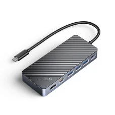 Orico OM28PR-G2 USB-C Dokkolóállomás M.2 Meghajtóhely + 1 x USB-A 3.2 + 1x USB-C 3.2 + 2x USB-A 2.0 + 1x HDMI + 1x Ethernet - Fekete