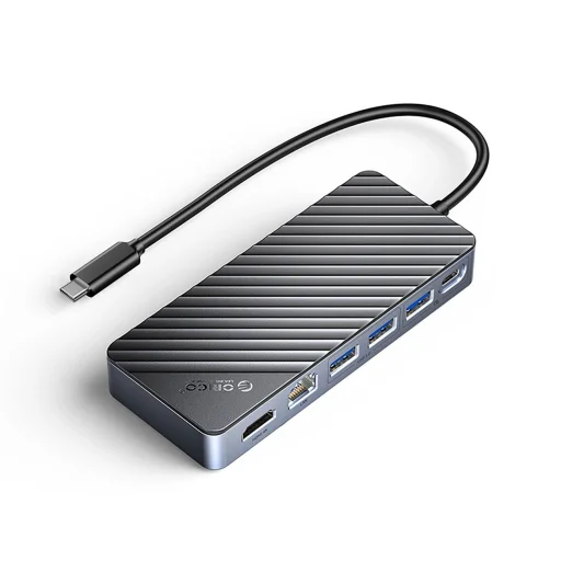 Orico OM28PR-G2 USB-C Dokkolóállomás M.2 Meghajtóhely + 1 x USB-A 3.2 + 1x USB-C 3.2 + 2x USB-A 2.0 + 1x HDMI + 1x Ethernet - Fekete - 1
