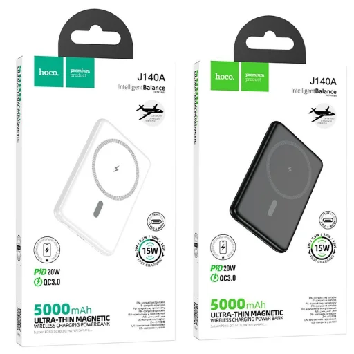 HOCO powerbank 5000 mAh ultra-vékony kompatibilis MagSafe PD QC 2A 20W J140A fekete - 6