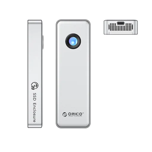Orico OUM2-G20 M.2 NVME USB-C 3.2 20 Gb/s Merevlemez Meghajtó ház - Ezüst - 2
