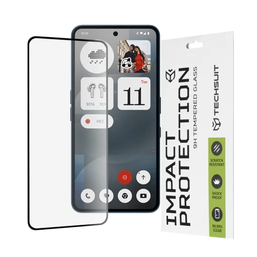  Techsuit - 111D Teljes Fedésű / Teljes Ragasztású Üveg - Nothing Phone (3a) - Fekete üvegfólia - 1
