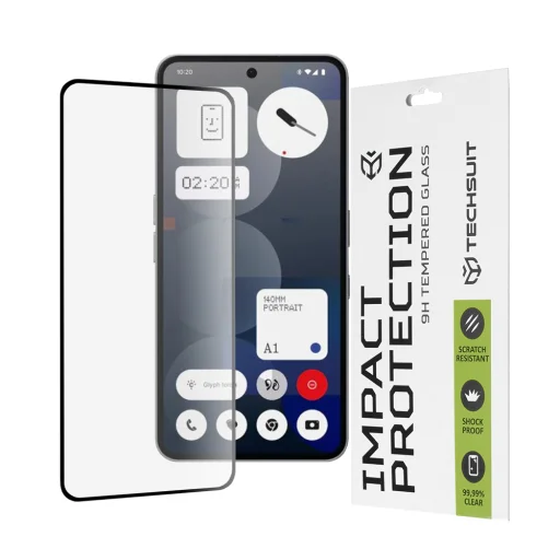  Techsuit - 111D Teljes Borítás / Teljes Ragasztás Üveg - Nothing Phone (3a) Pro - Fekete üvegfólia - 1